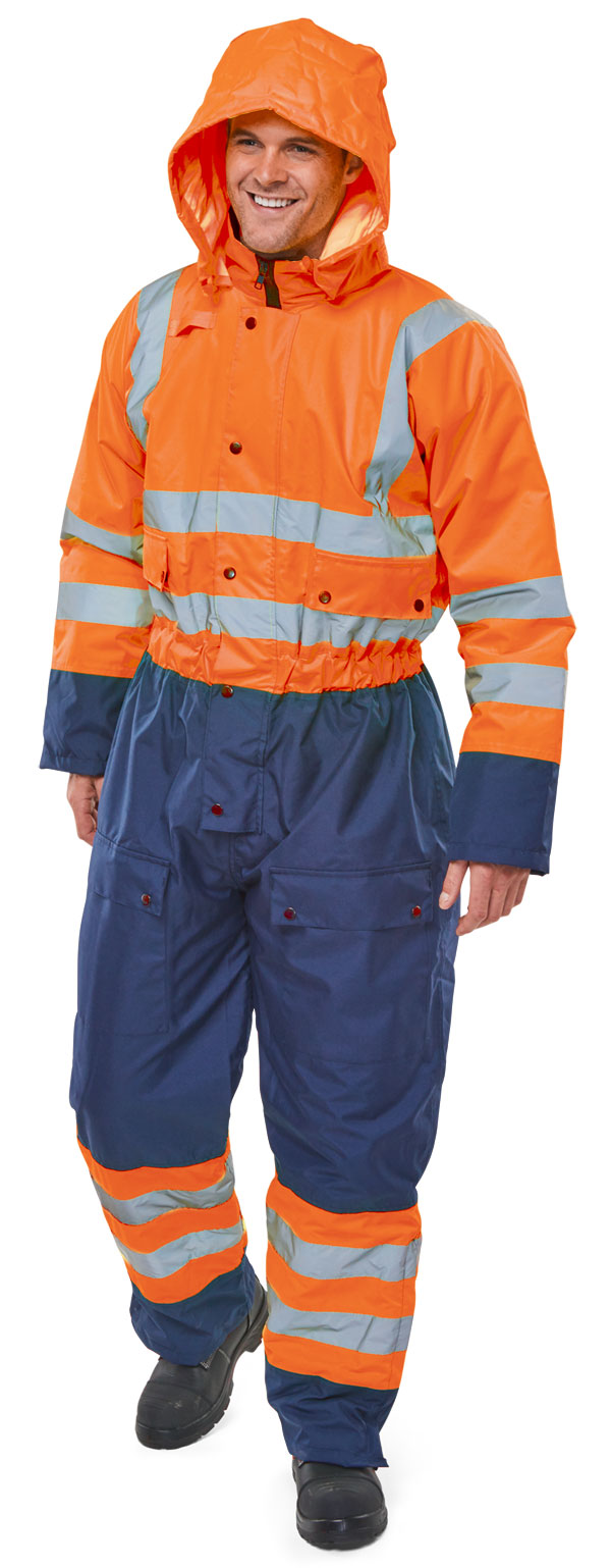 TWO TONE HIVIZ THERMAL WATERPROOF COVERALL - BD900ORN