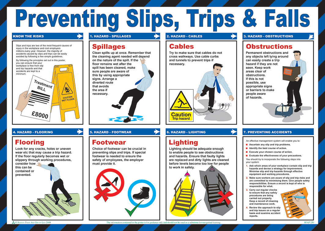 PREVENTING SLIPS TRIPS POSTER  - BSS13214